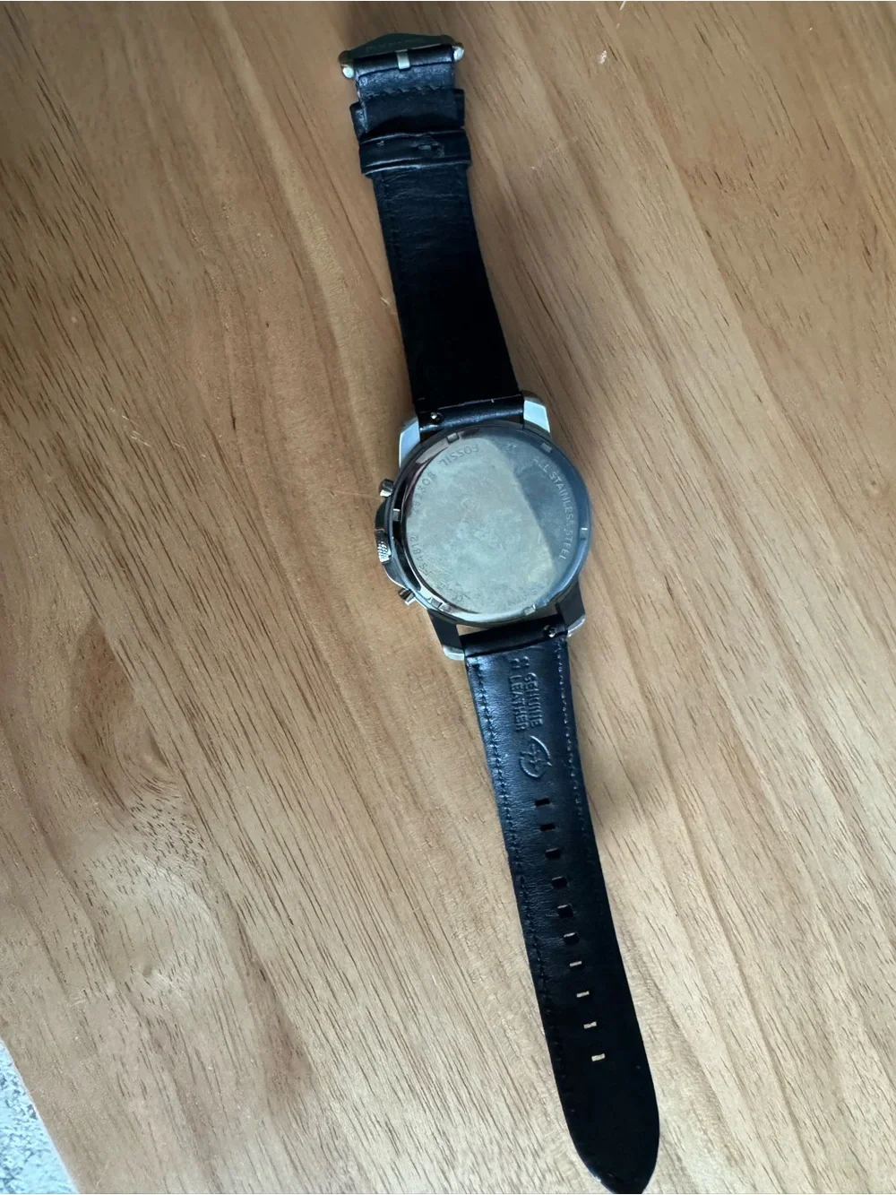 Fossil Men's Black Leather Strap Chronograph Watch